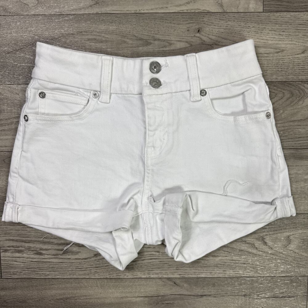 American Eagle Curvy Hi-Rise Shortie Denim Jean Shorts White sz 00